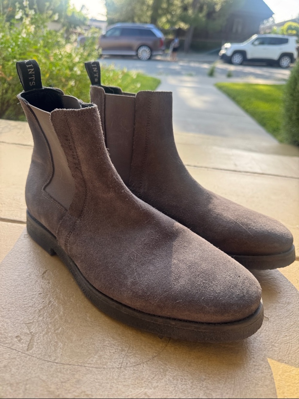 AllSaints Men's Suede Chelsea Boots in Dark Brown